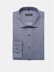 Eterna blå Twill print skjorte ekstra ærmelængde 72 cm. Slim Fit 4093 18 F170